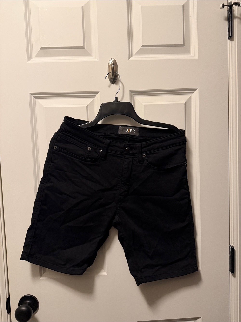 DU/ER Men's Black no sweat five pocket performance shorts